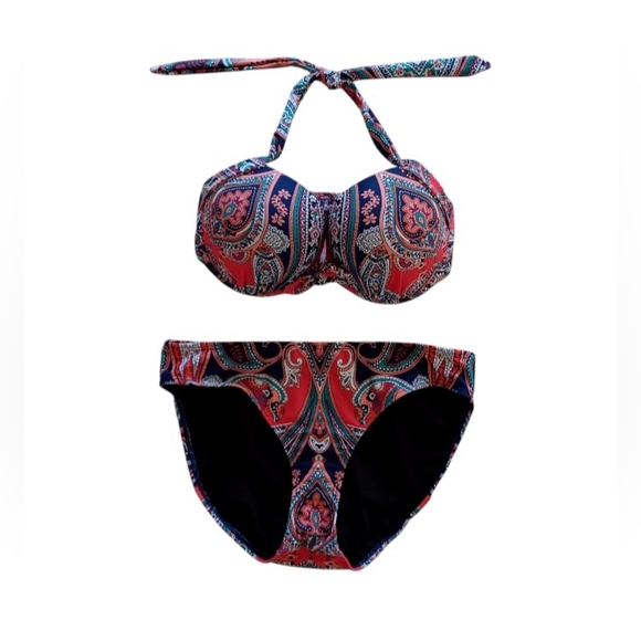 VENUS Adore Me Paisley Print Bikini Set, Top Size DD, Bottom Size 14 - Picture 3 of 16